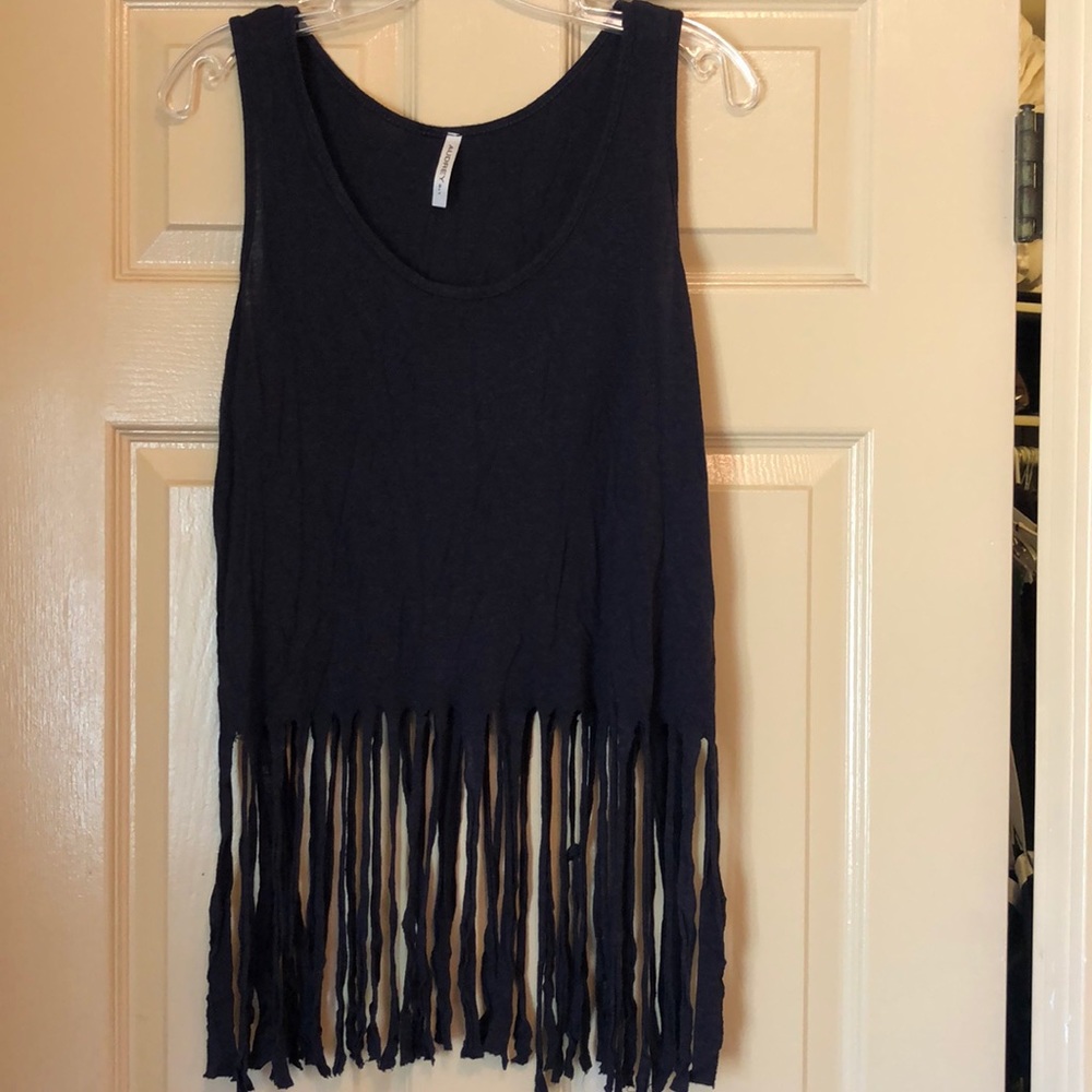 Black tank top with a tassled bottom